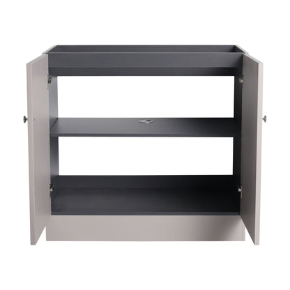 Freestanding bathroom vanity with soft-close doors, gray dual cabinet with shelf HouseOfZazla on Tampa Home & Garden Store