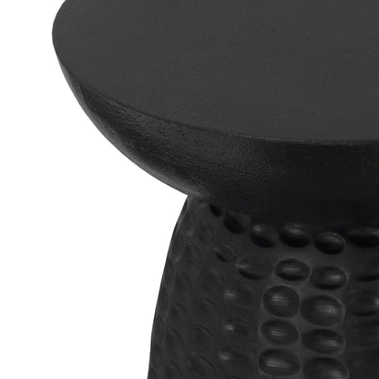 Boyd handcrafted black round accent table with textured dimpled pedestal base on Tampa Home & Garden Store