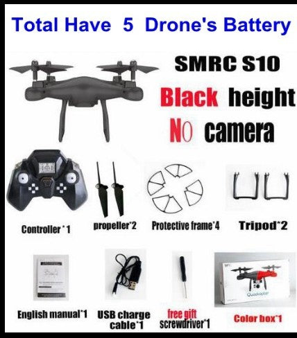 SMRC S10 FPV quadcopter toy kit with black drone, controller, propellers, frame, USB cable on Tampa Home & Garden Store