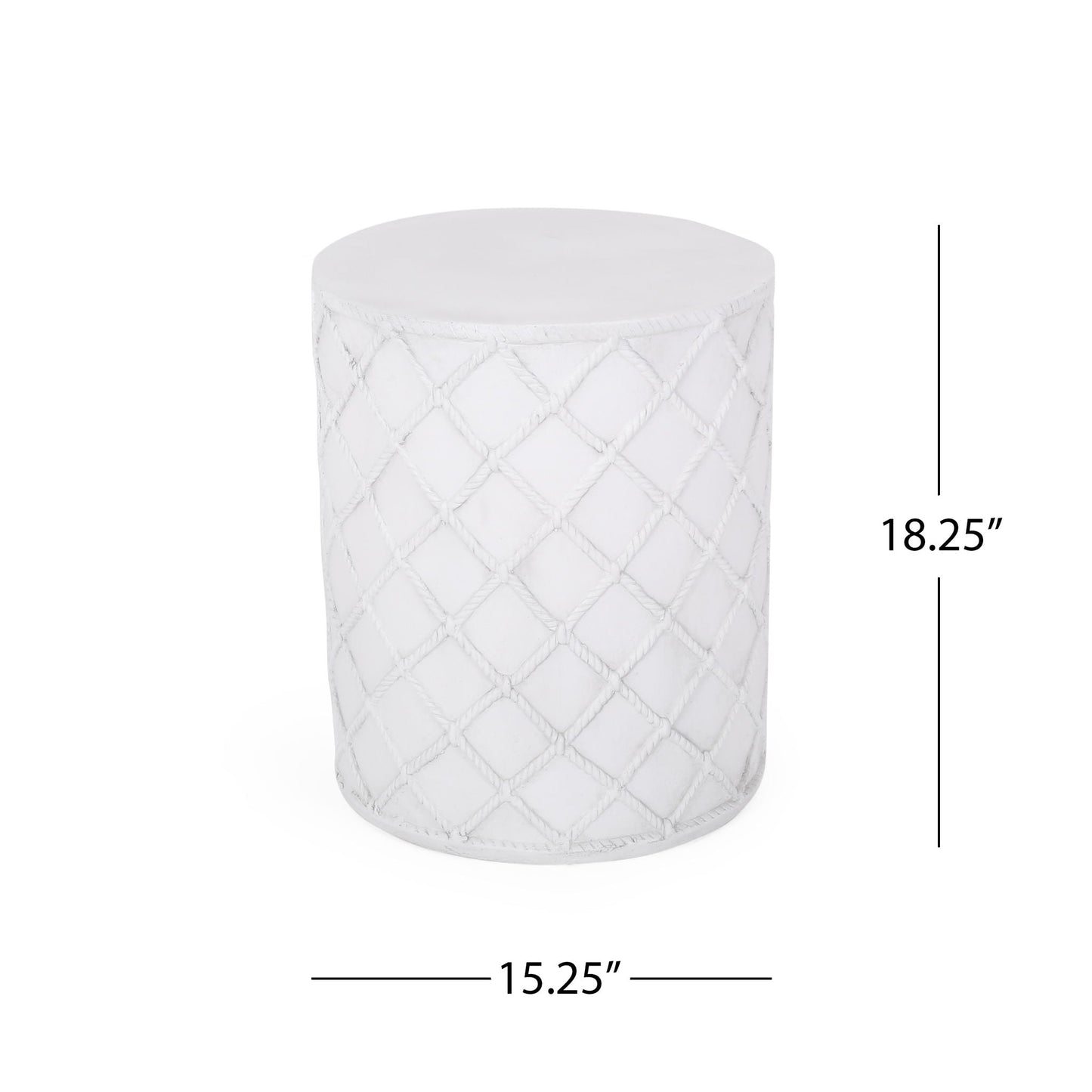 Nautical Rope Outdoor End Table In Antique White
