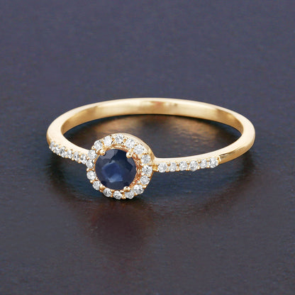 Ring, 0.38ct blue sapphire with diamond halo in 14K yellow gold by Bids.com on Tampa Home & Garden Store