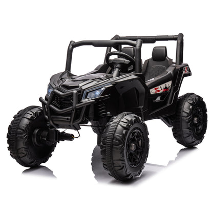 Side by side 4x4 rideon off-road black truck with roll cage and tires remote highlow speed on Tampa Home & Garden Store