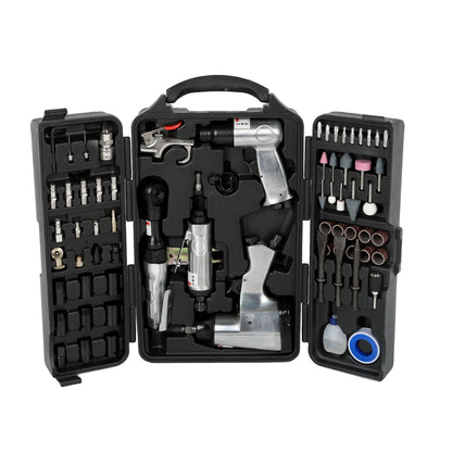 71-piece air tool kit case in black/silver with impact wrench, air ratchet and die grinder on Tampa Home & Garden Store