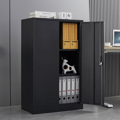 Metal storage cabinet by HouseOfZazla, black with locking doors and adjustable shelf; folders on Tampa Home & Garden Store