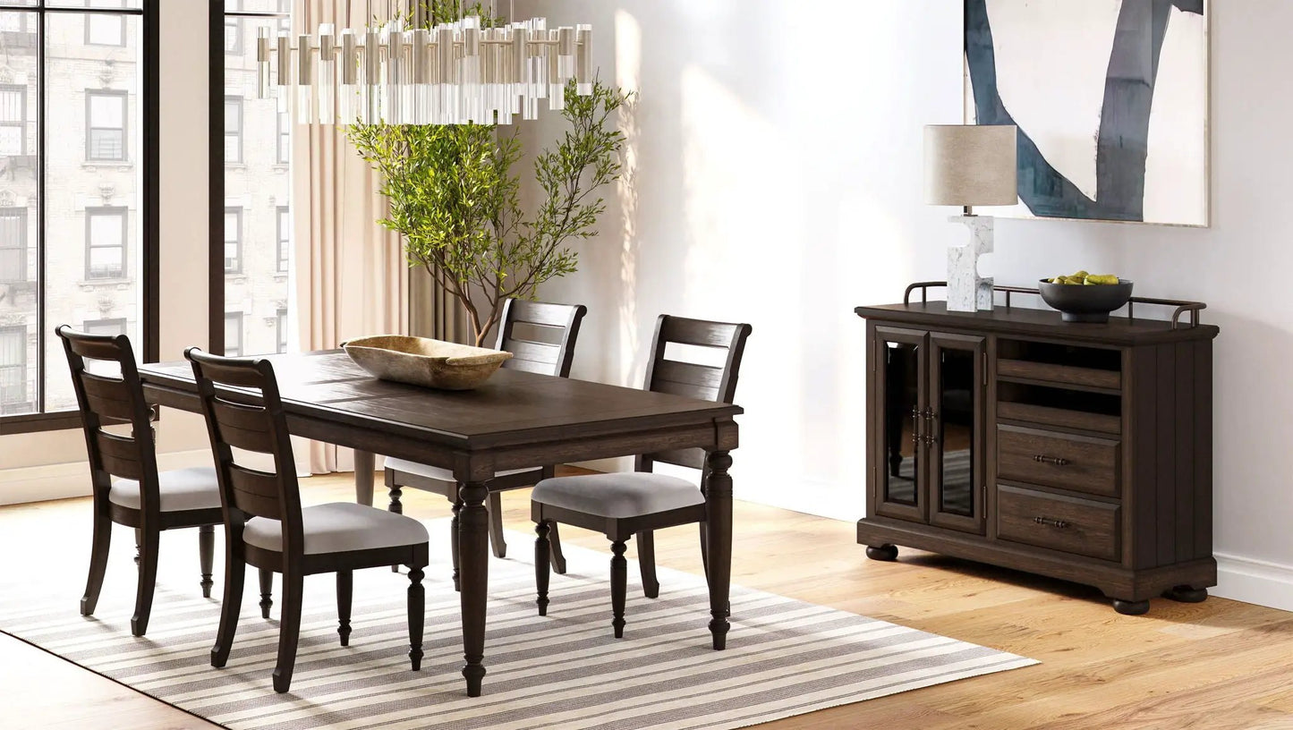 Upholstered Ladderback Side Chair Set of 2 Coffee