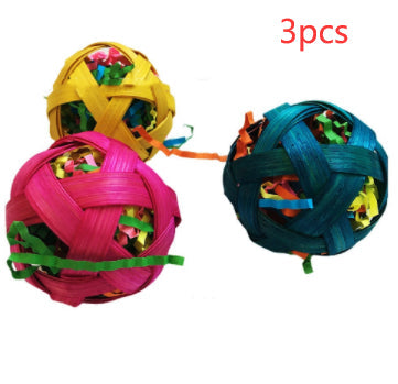 Natural Bamboo Woven Toy Ball Feeding Foraging Toy 3pc Pink Yellow Teal Sell My Stuff on Tampa Home & Garden Store