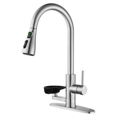 3-in-1 faucet with LED temp display, pull-down sprayer, glass rinser in brushed nickel HouseOfZazla on Tampa Home & Garden Store