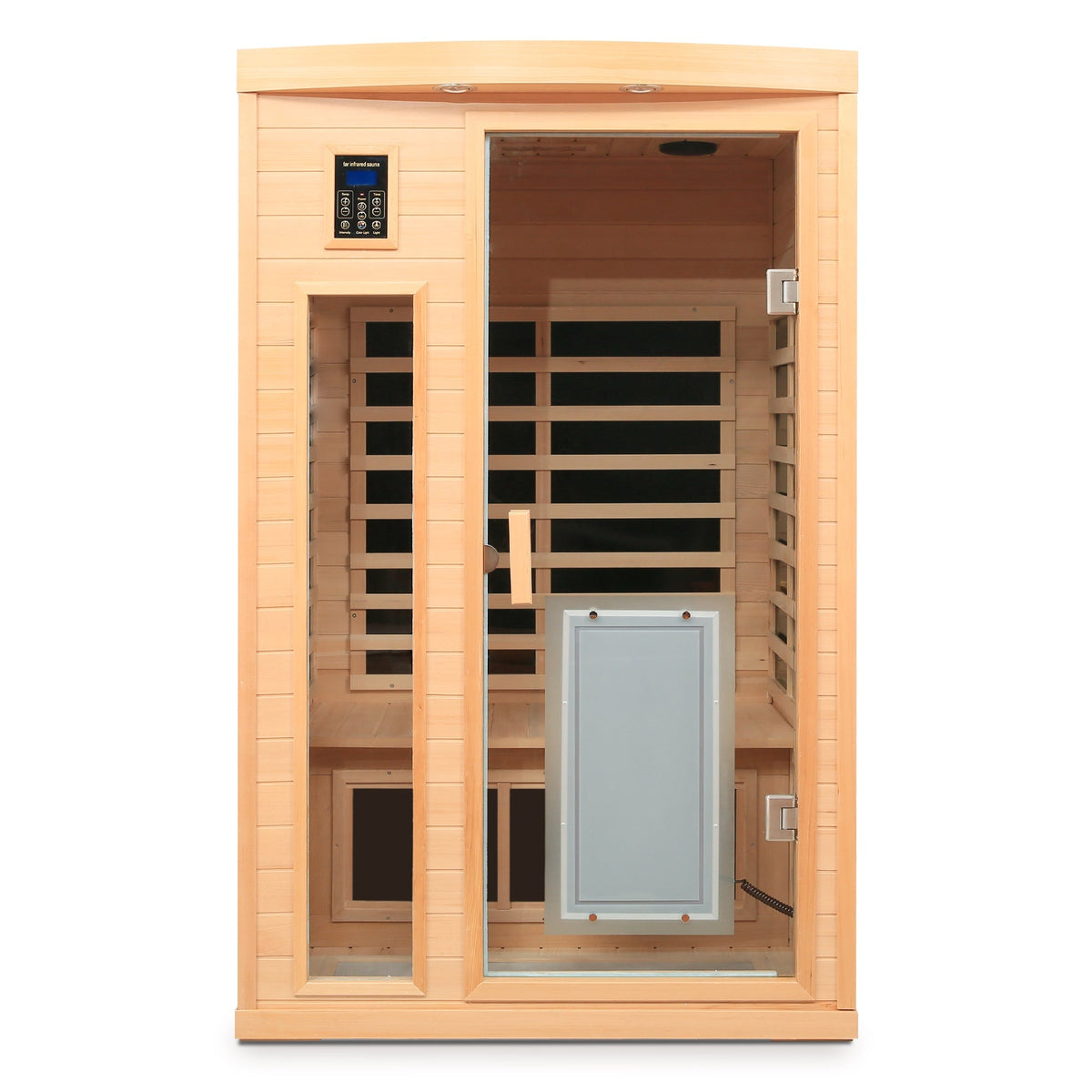 Two-person infrared sauna in hemlock wood with glass door and touch control HouseOfZazla on Tampa Home & Garden Store