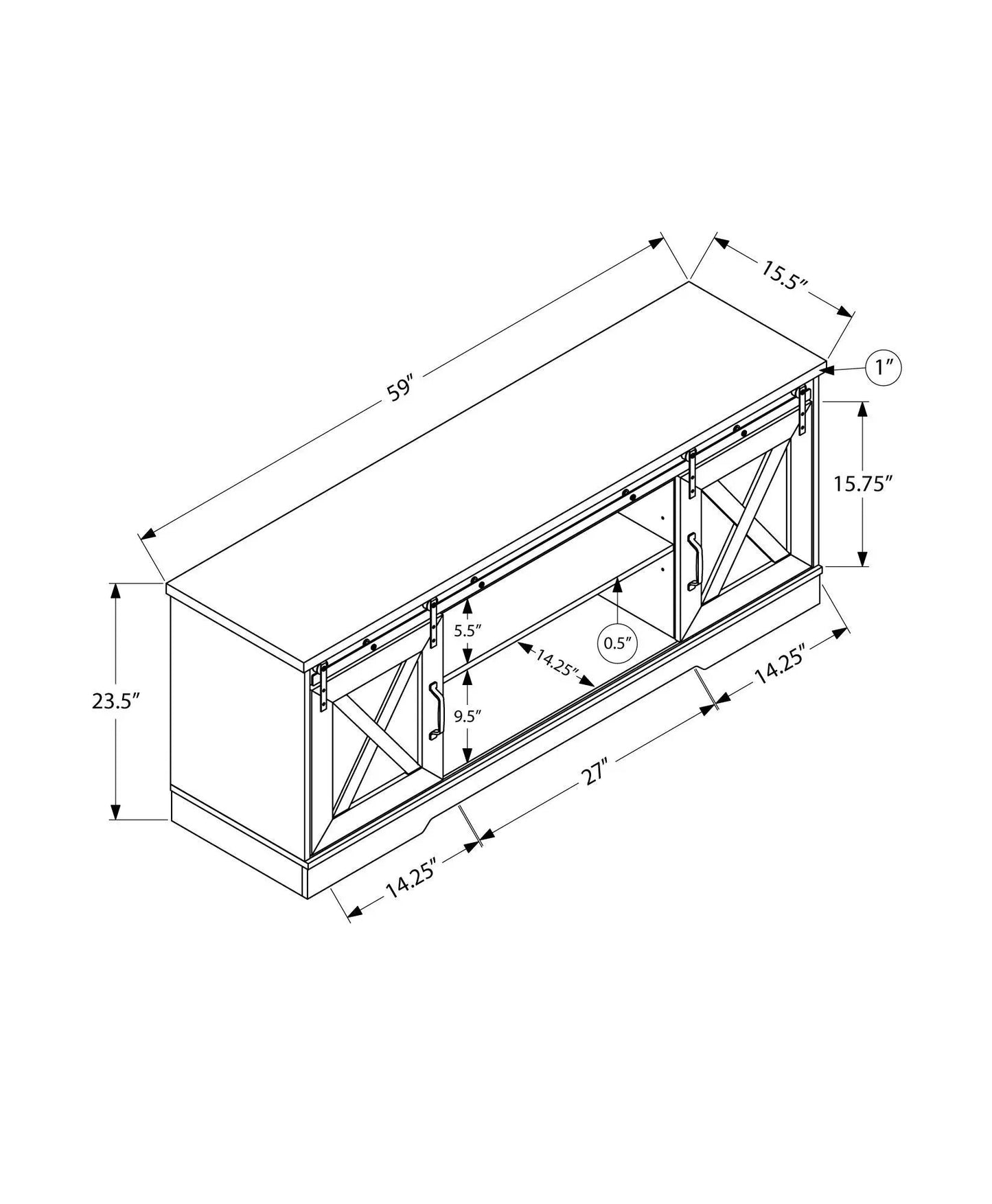 Farmhouse TV Stand Sliding Barn Doors Storage