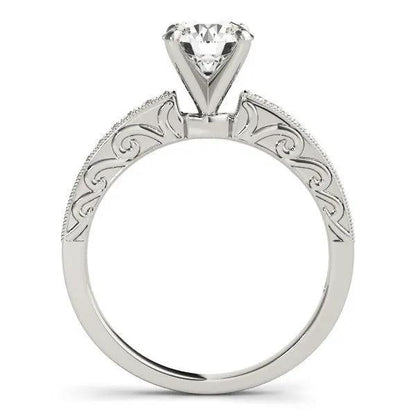 14k white gold antique style diamond engagement ring with center stone and filigree band on Tampa Home & Garden Store