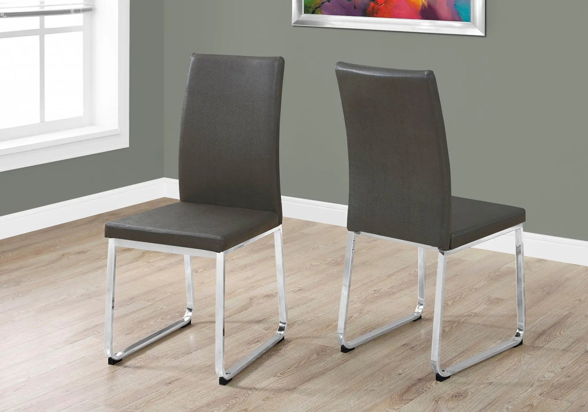 Dining side chairs upholstered in dark brown with chrome legs set of 2 by Unique Piece Furniture on Tampa Home & Garden Store