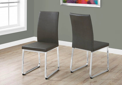 Dining side chairs upholstered in dark brown with chrome legs set of 2 by Unique Piece Furniture on Tampa Home & Garden Store