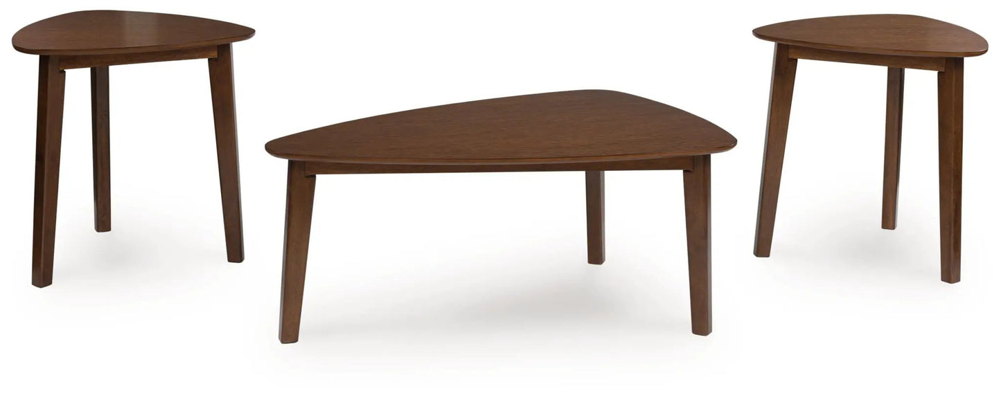 Lyncott Occasional Wood Table Set of 3 Brown