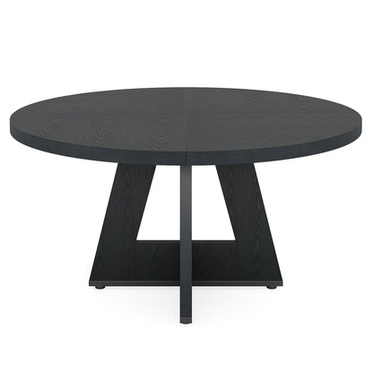 Round dining table with dark wood grain top and cross-base legs HouseOfZazla on Tampa Home & Garden Store
