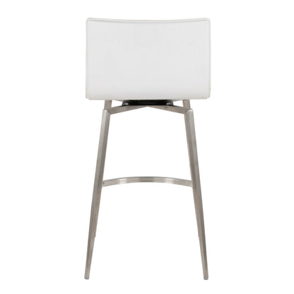 Mara white upholstered fixed-height counter stool with swivel, set of 2, metal legs on Tampa Home & Garden Store