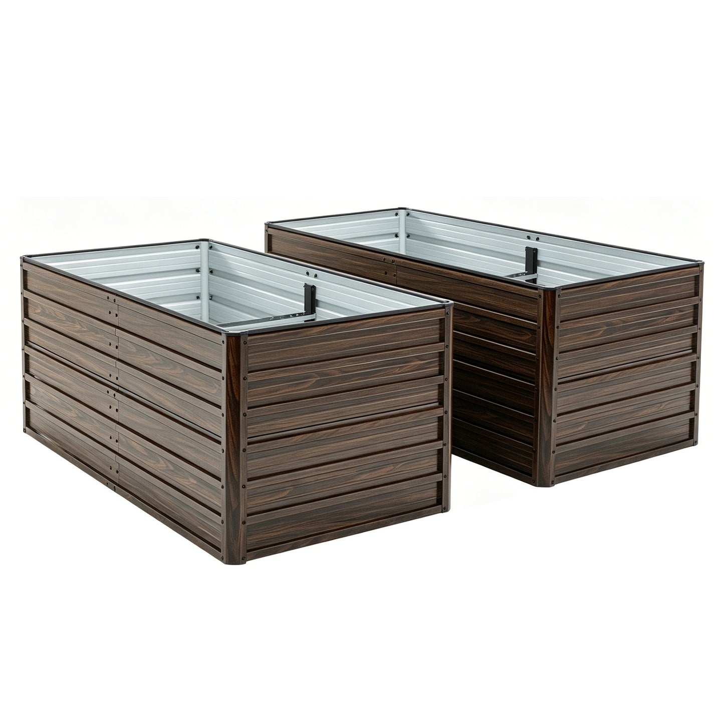 2-pack raised garden bed kit, wood-tone elevated planter boxes with metal frames HouseOfZazla on Tampa Home & Garden Store