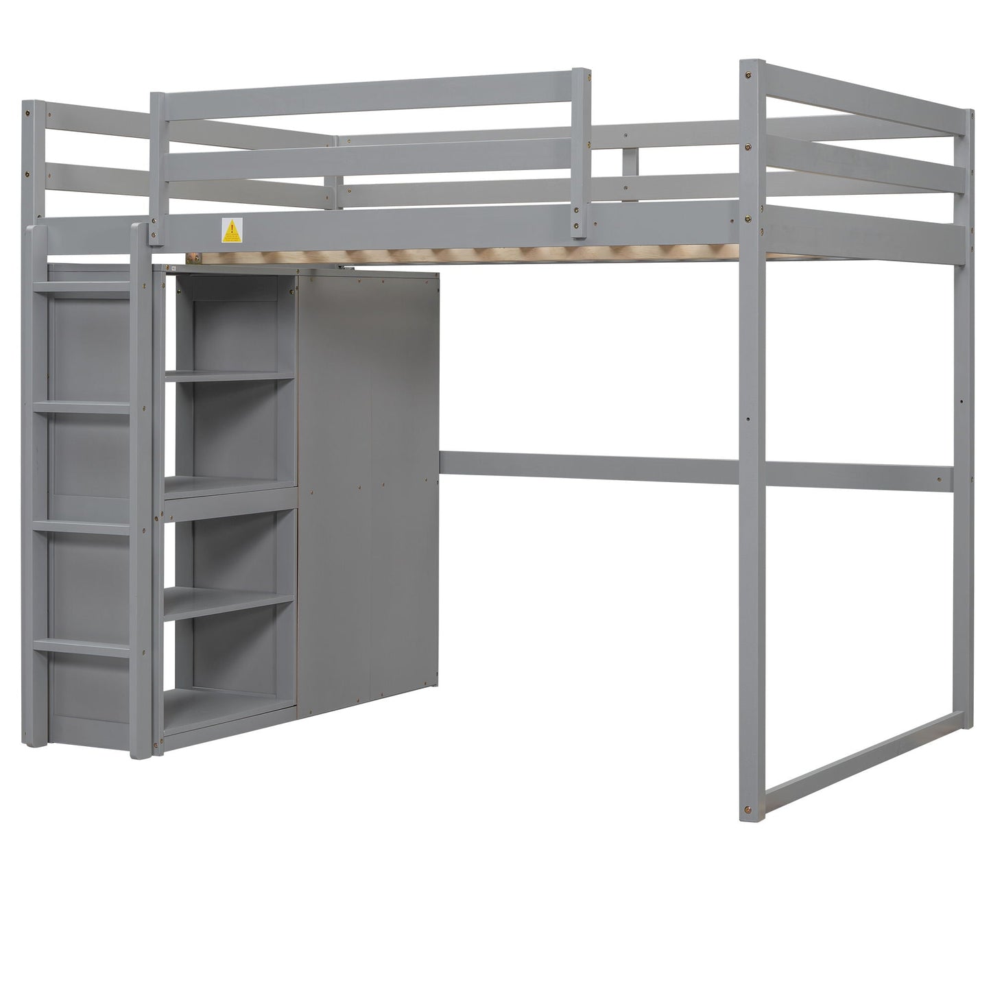 Loft bed with built-in wardrobe, gray frame, shelves, LED light by HouseOfZazla on Tampa Home & Garden Store