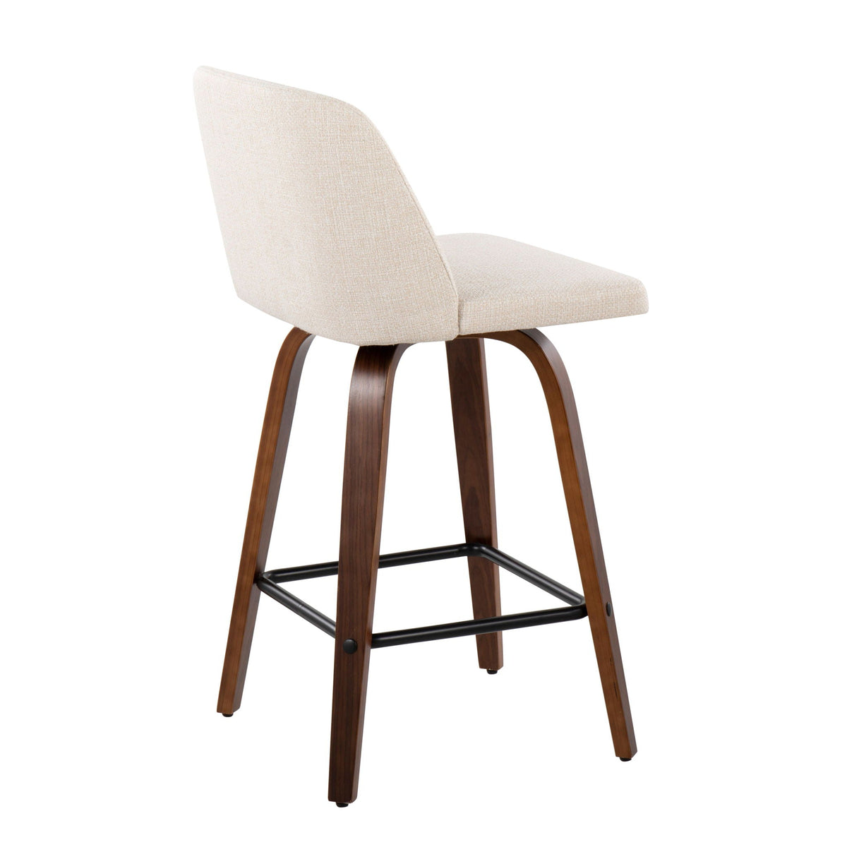 Toriano counter stool beige upholstered seat with square footrest and wood legs set of 2 on Tampa Home & Garden Store