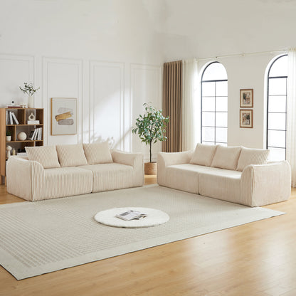 Minimalist and Durable Corduroy Six Seater Sofa
