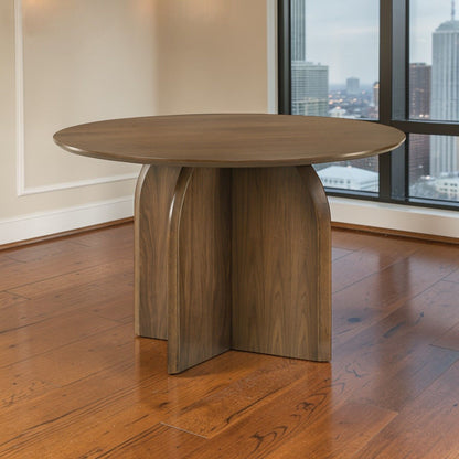 Delmon Round Dining Table with Fixed Top in dark walnut finish by HouseOfZazla on Tampa Home & Garden Store