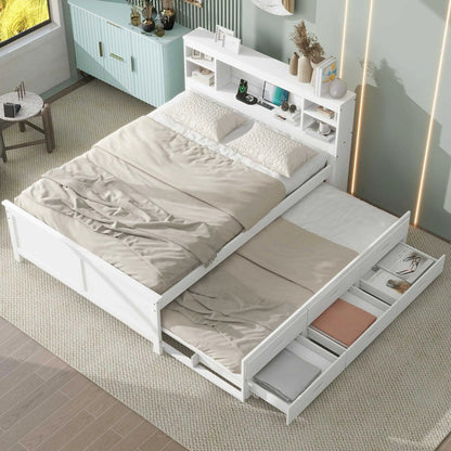 Platform Bed With Storage Headboard and USB