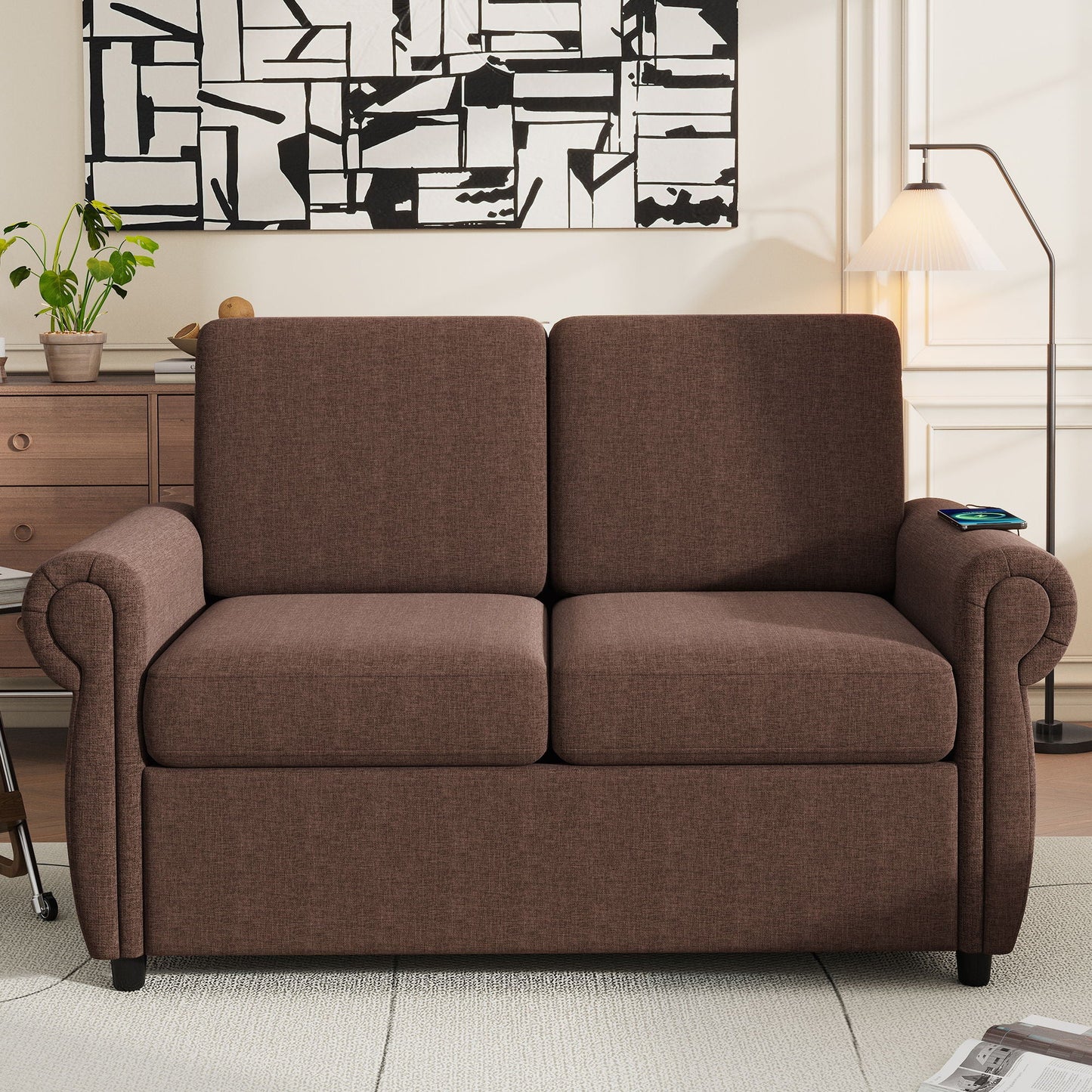 Pull Out Sofa Bed With Twin Memory Foam Mattress