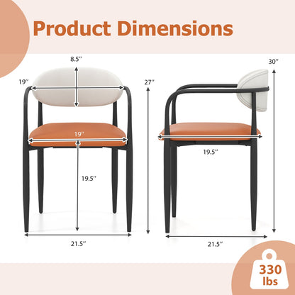 Modern Dining Chairs Set of 2 with Padded Seat and Curved Back