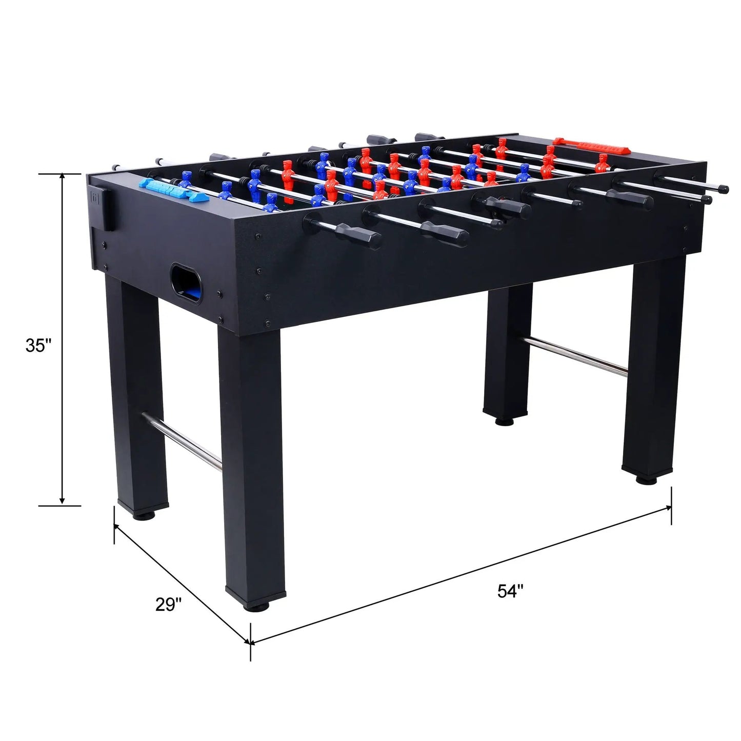 Hurricane foosball table by Unique Piece Furniture, black with blue/red players, chrome rods on Tampa Home & Garden Store