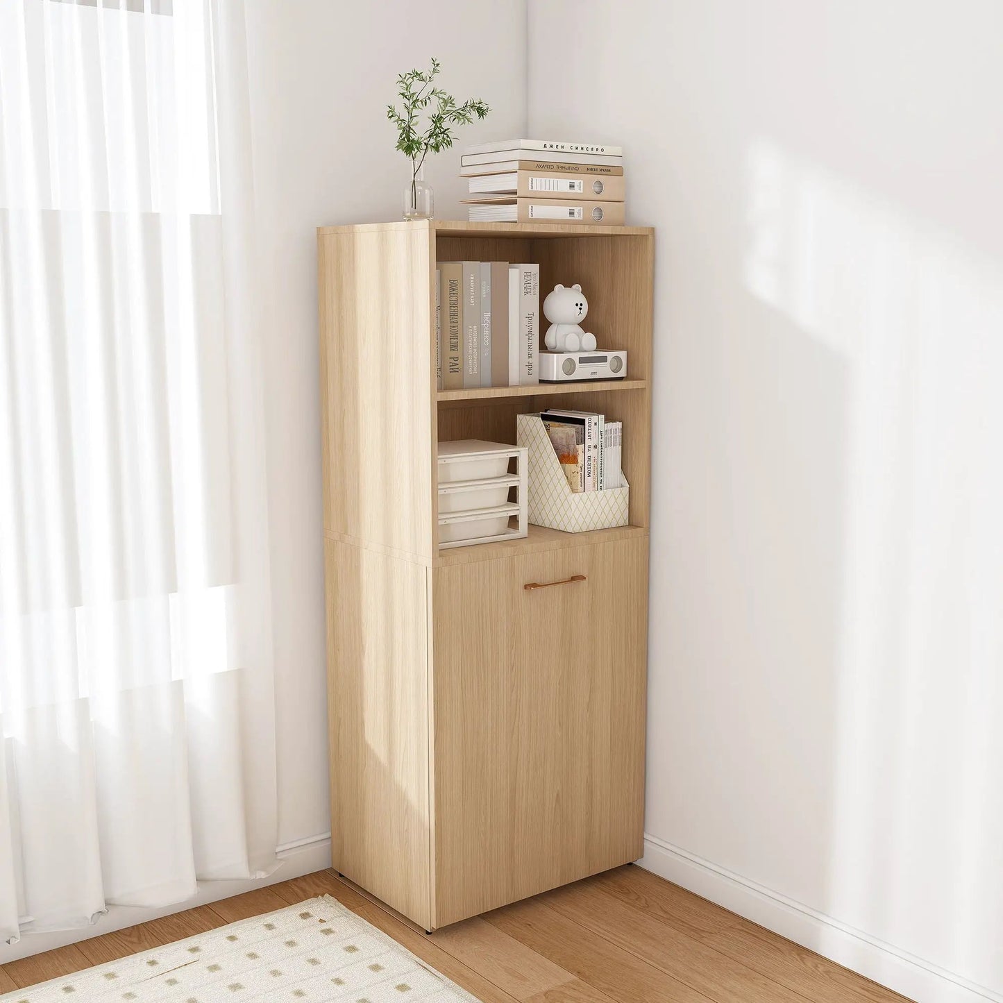 Stretchable Office Desk with Shelves and Wheels