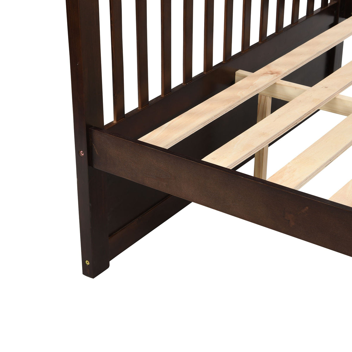 Bunk Bed With Ladder dark brown frame and natural wood slats on Tampa Home & Garden Store