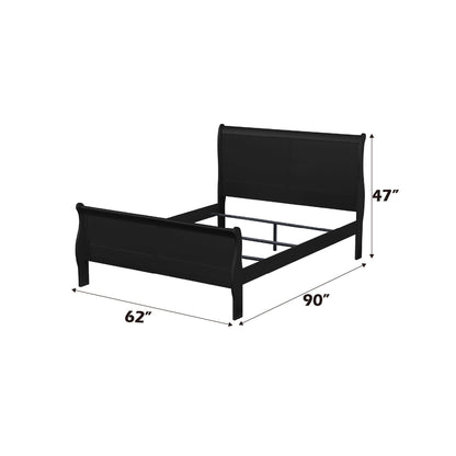 Louis Philippe Sleigh Bed by HouseOfZazla black metal frame with curved headboard on Tampa Home & Garden Store