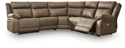 Max-Momentum reclining sectional by Unique Piece Furniture in brown with power recliners on Tampa Home & Garden Store