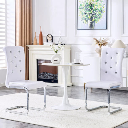 Elegant Design Upholstered Dining Chairs set, white tufted upholstery, 2 chairs on Tampa Home & Garden Store