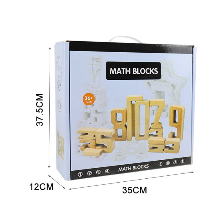 10-piece wooden number blocks set in a blue box labeled MATH BLOCKS on Tampa Home & Garden Store