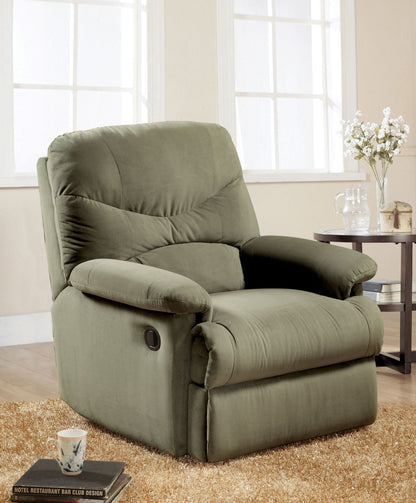 Arcadia Micro Motion Glider Recliner sage green fabric upholstered reclining chair on Tampa Home & Garden Store