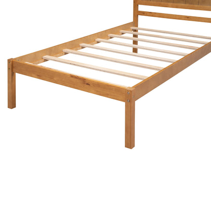 Strong Espresso Wood Platform Bed and Headboard