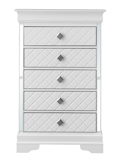Silver champagne accent chest by HouseOfZazla with diamond pattern and square crystal knobs on Tampa Home & Garden Store