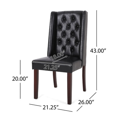 Sophisticated tufted high-back dining chair in black faux leather by HouseOfZazla on Tampa Home & Garden Store