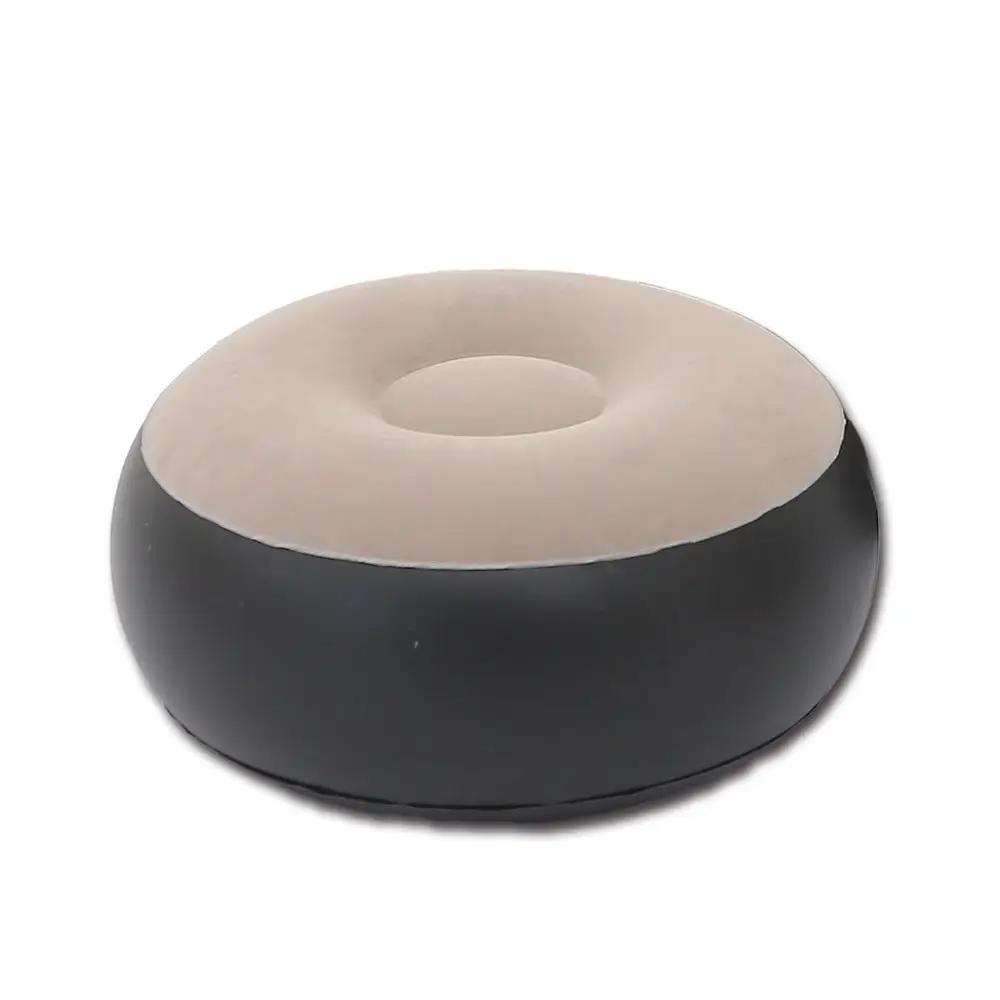 Lazy Bean Bag with Inflatable Folding Sofa, tan padded top, black donut design, FLIPSTYLEZLLC on Tampa Home & Garden Store