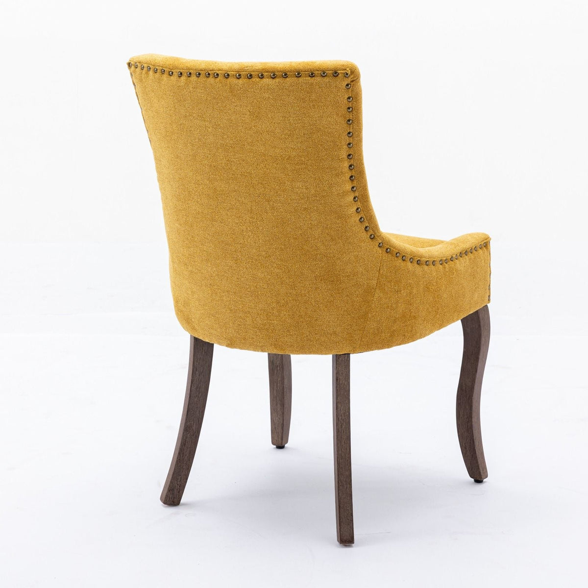 Ultra Side Dining Chair mustard yellow upholstery with solid wood legs and nailhead trim on Tampa Home & Garden Store