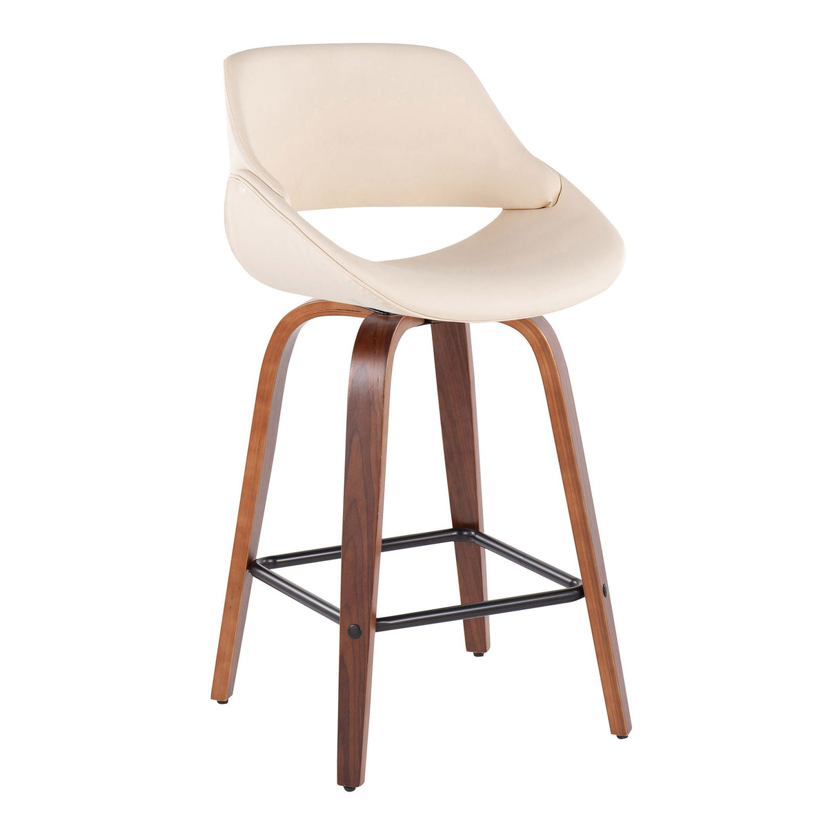 Fabrico mid-century counter stool set of 2, beige upholstered seat on wood legs on Tampa Home & Garden Store