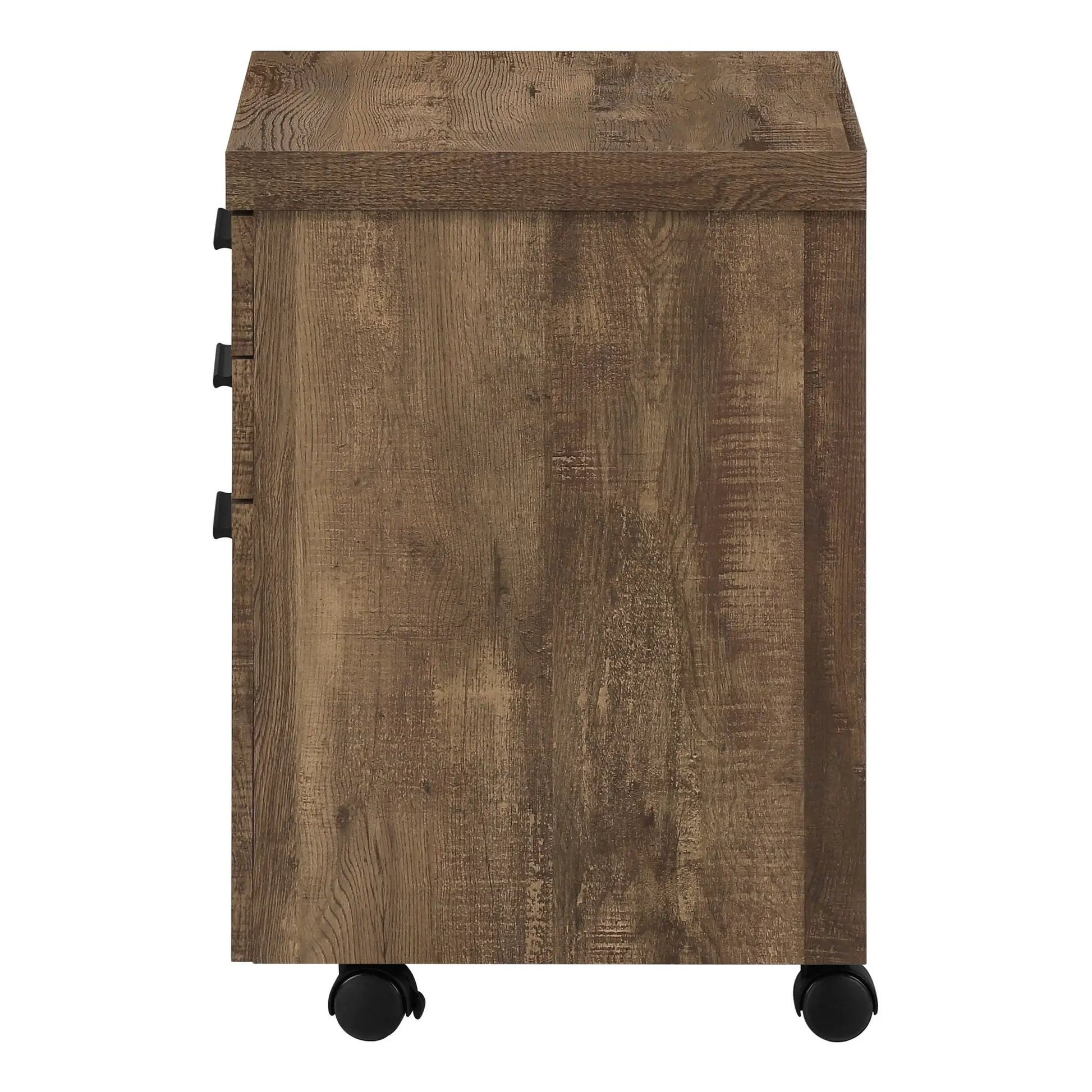 Two-drawer rolling file cabinet in dark wood finish with casters by Unique Piece Furniture on Tampa Home & Garden Store