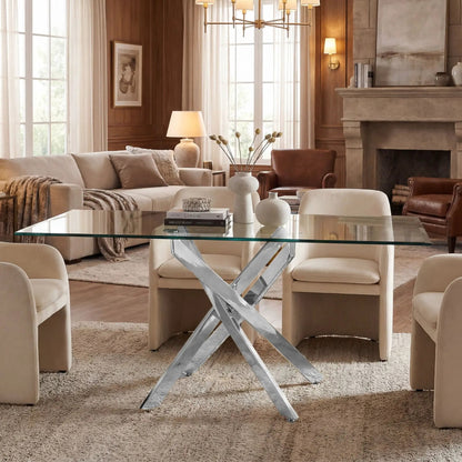 Modern Rectangular Dining Table with Metal Frame