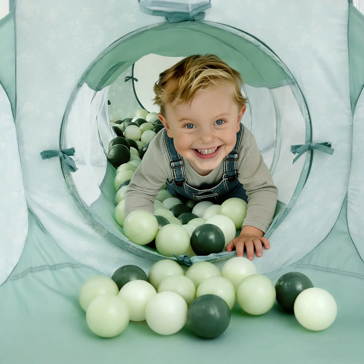 Tiny Land Ocean Ball ball pit balls, 200 pcs, pale and dark greens, kid in mint tunnel on Tampa Home & Garden Store