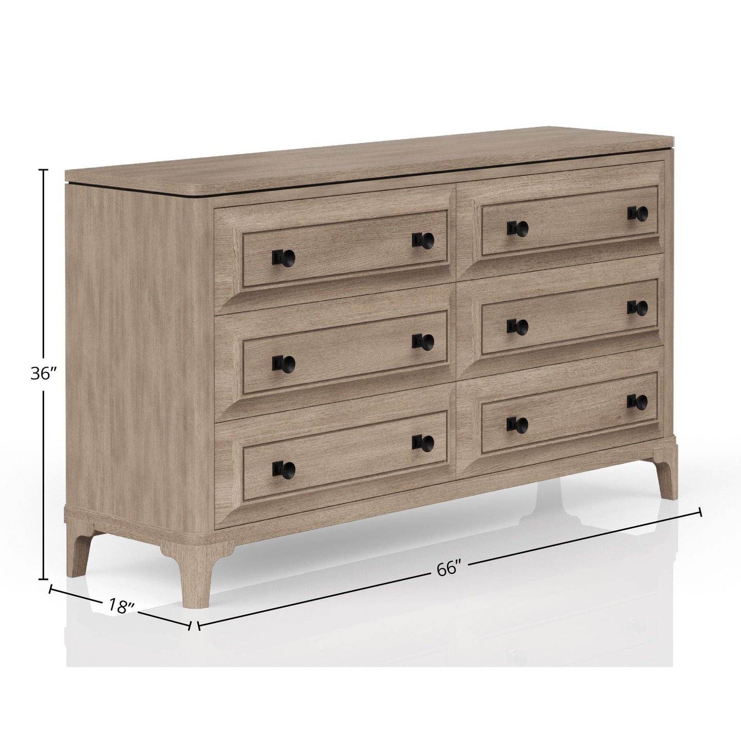 Queen sand finish dresser with black knob pulls; part of HouseOfZazla 6-piece bedroom set on Tampa Home & Garden Store