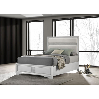 Annie Upholstered Panel Bed and Glitter Stripe