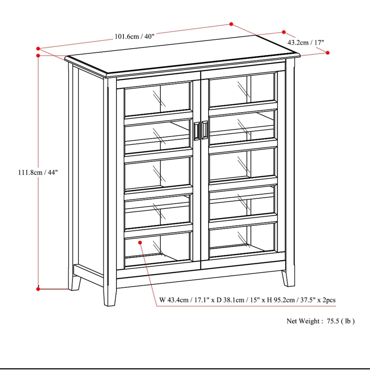 Burlington medium accent storage cabinet Mahogany brown with glass doors and shelves 2-piece set on Tampa Home & Garden Store