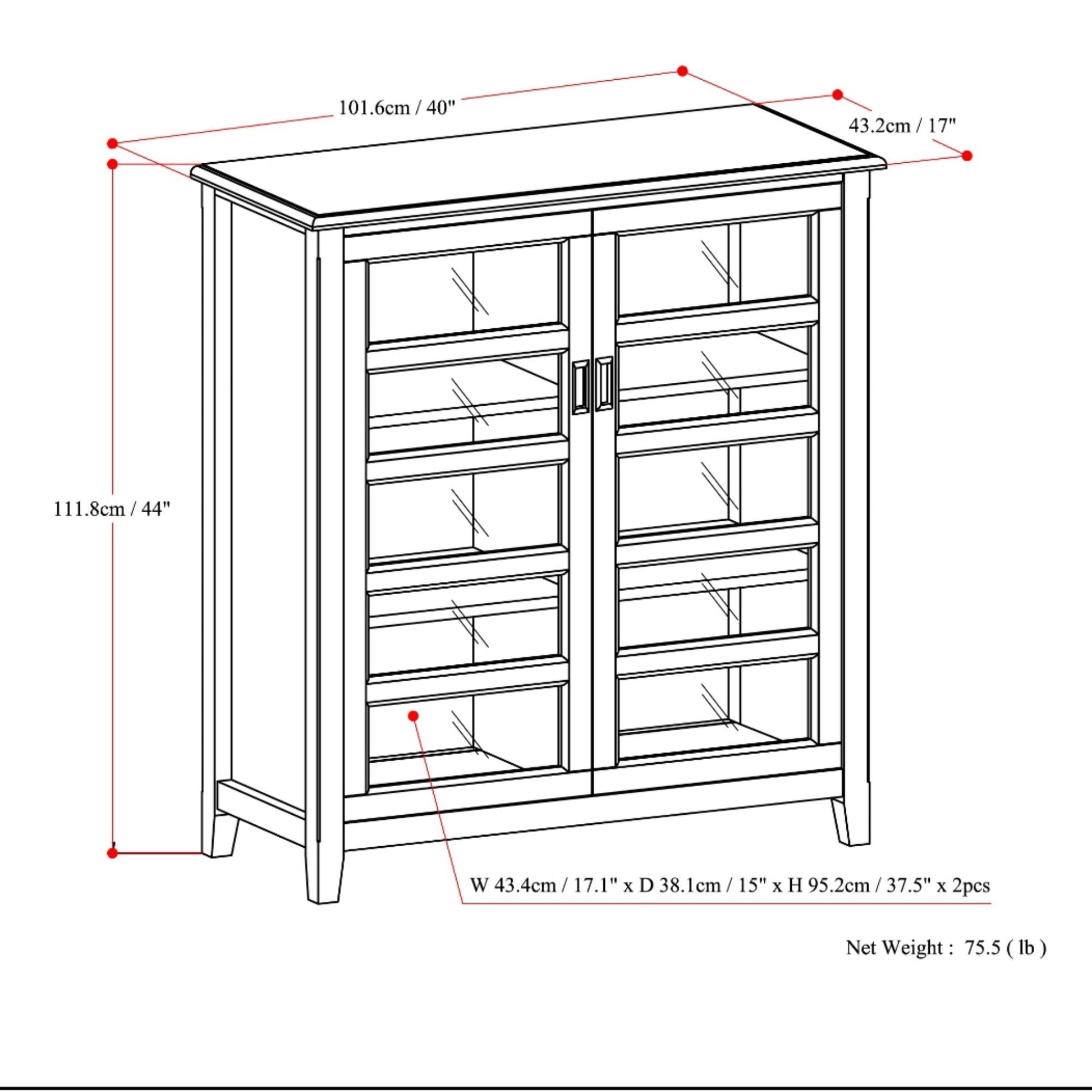 Burlington medium accent storage cabinet Mahogany brown with glass doors and shelves 2-piece set on Tampa Home & Garden Store