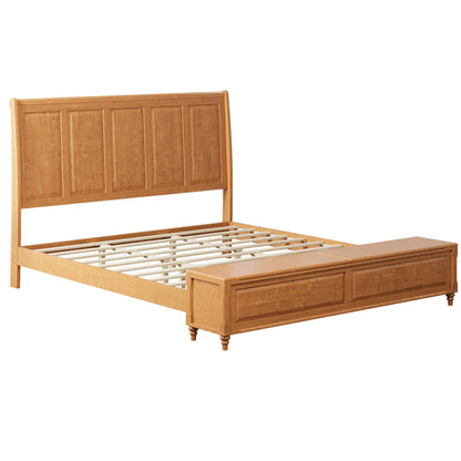 Modern Sleigh Bed with Tall Headboard and Bench