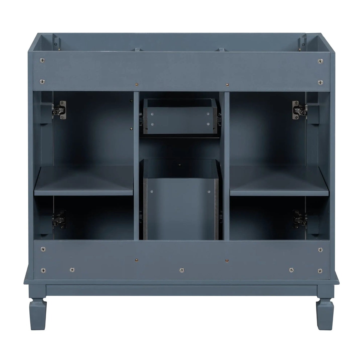 Bathroom vanity base in bluegray metal with 2 doors and 2 drawers by Unique Piece Furniture on Tampa Home & Garden Store